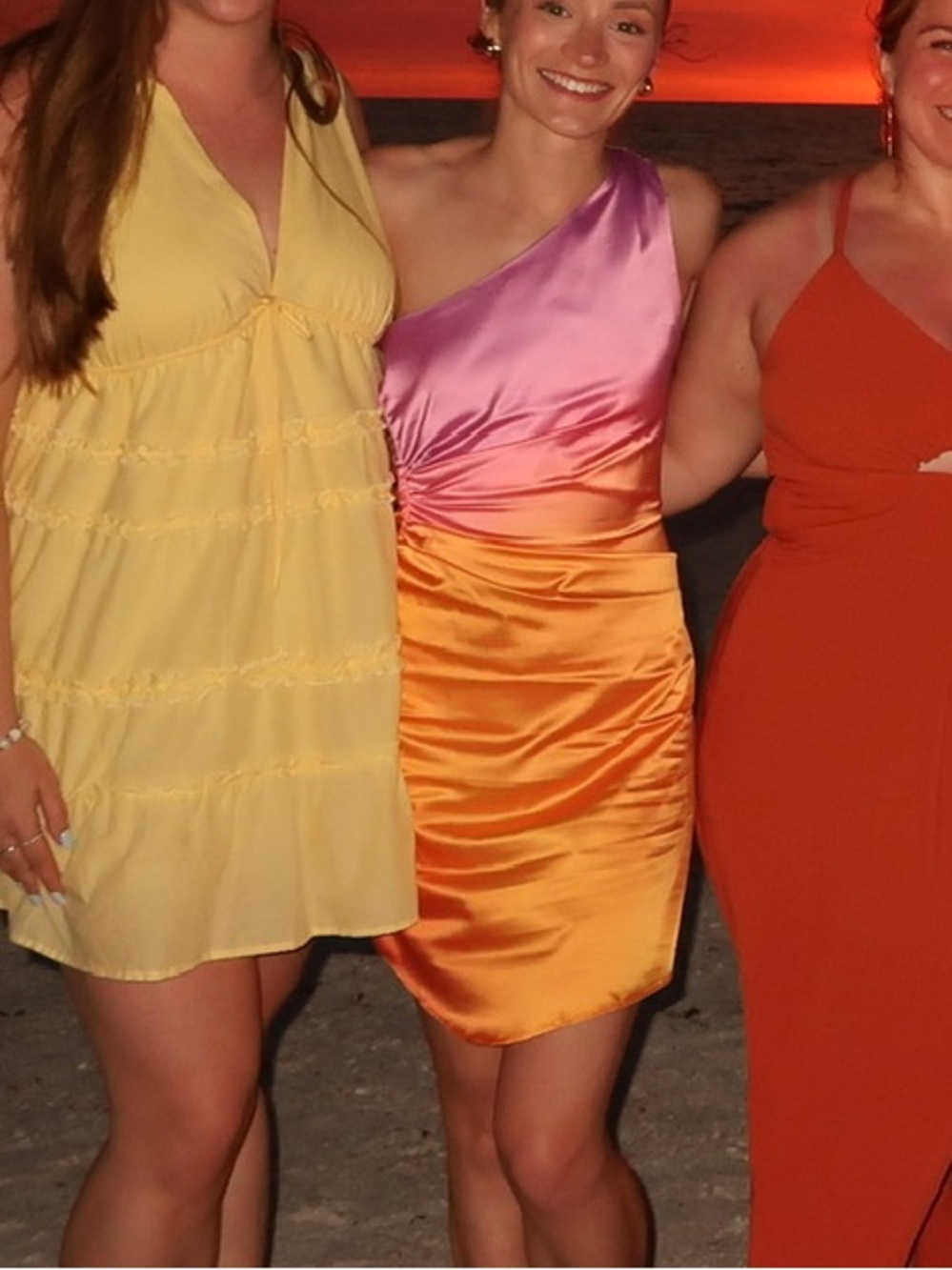 Women's Orange Tie-Shoulder Bodycon Dress